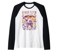 Grand Teton National Park Rustic Folk Art Women Men Kids Raglan Baseball Tee