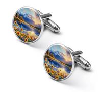 Grand Teton National Park Shirt Cufflinks Round Cuff Links for Business Wedding Party Father's Day Gift 2.0cm