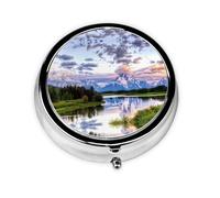 Grand Teton National Park This Small, Printed, Round Pill Box is a Portable Pill and Vitamin Organizer Perfect for Pockets, Purses, and Travel.