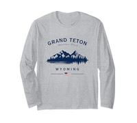 Grand Teton National Park Wyoming USA Mountain American Flag Long Sleeve T-Shirt