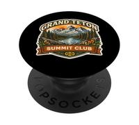 Grand Teton Summit Club Mountain Peak Climber Climbing Climb PopSockets Adhesive PopGrip