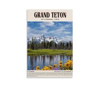Grand Teton Vintage Poster Decorative Painting Canvas Wall Art Living Room Poster Bedroom Painting Wall Art Picture Print Modern Family Room Decor 08 x 12 Inches (20 x 30 cm)