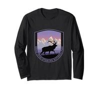 Grand Teton Wyoming National Park Elk Silhouette Long Sleeve T-Shirt
