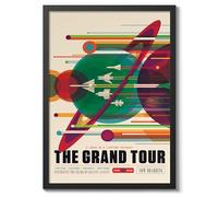 Grand Tour Retro Nasa Space Grand Tour Travel Art Poster, Planet Travel Prints, Vintage Astronomy Home Decor, Astronaut Space Print, Archival Matte, A5 (Black Frame) - 21x14.8cm