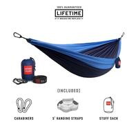 Grand Trunk Double Deluxe Parachute Nylon Hammock - 500lb Capacity Camping Hammock, 10.5x6.5ft, Lightweight & Durable (Navy/Light Blue)