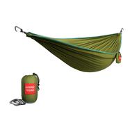 Grand Trunk TrunkTech Double Hammock | Strong, Lightweight & Compact 11' Hammock for Outdoor, Hiking, Backpacking & Travel - Weather-Proof, Ultra-Soft, Reflective Loops, 500lb Capacity (Green/Aqua)