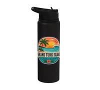 Grand Turk Island Turks & Caicos Palm Trees Sunset Stainless Steel Insulated Water Bottle