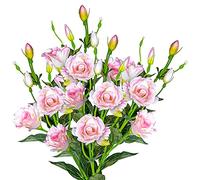 Grand Verde Eustoma Artificial Flowers 30” Long Stems Faux Roses Mothers Day Bouquet Dozen Silk Blooming Heads DIY Crafts Home Decoration, 4pcs Bulk (Pink)