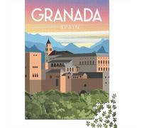 Granda Spain 1 Travel Puzzle 1000 Pieces, Old Europe Travel Artwork, Thick Cardboard Pieces, Screen-Free Fun for Adults, Travel Gift, 38x26cm/1000pcs