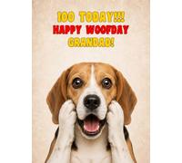Grandad 100th Birthday Card (Funny Surprised Beagle Dog)