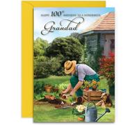 Grandad 100th Gardener Birthday Card - Gardening/Allotment - Medium Sized Card (A5 Size -148mm x 210mm) with Envelope