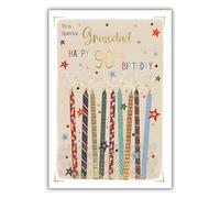 Grandad 90th Birthday Card - Age 90 - Special Grandad - Modern Candles and Stars Design - Special Finishes - Made in the UK