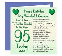 Grandad 95th Happy Birthday Card - Lots Of Love To The Best Grandad In The World - Verse From An Adult - 95 Today