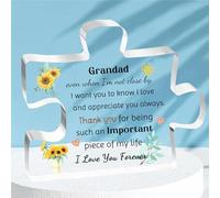 Grandad Acrylic Plaque Puzzle Ornaments Men Father's Day Gifts Gramps Birthday Christmas Eve Home Desk Signs Decoration Grandfather Retirement Family Appreciate Thank You Sunflower Keepsakes
