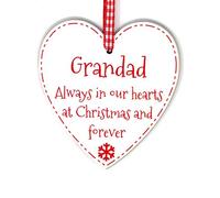 Grandad Always in our hearts at Christmas and Forever Memory Plaque Heart Christmas Bauble Memorial Xmas Tree Decoration