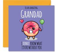 Grandad Birthday Card - Donut What I'd Do - Happy Birthday Card for Grandad from Grandson Granddaughter, 145mm cute donut Bday Greeting Cards