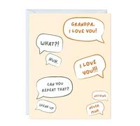 Grandad Birthday Card for Father, Dad, Grandpa, Stepdad, Uncle, Him, Daddy - Sarcastic Funny Cute Witty Cheeky Humorous Anniversary Greeting Card, Blank Inside (I Love You! What? Huh?)