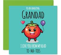 Grandad Birthday Card - From My Head TO-MA-TOES - Happy Birthday Card for Grandad from Grandson Granddaughter, 145mm cute tomato Bday Greeting Cards