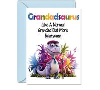 Grandad Birthday Card - Roarsome Grandadsaurus - Happy Birthday Card for Grandad from Grandson Granddaughter, A5 Dinosaur Bday Greeting Cards