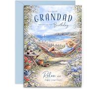 Grandad Birthday Card - Seaside Retreat Design - Relaxing Birthday Card for Man - A5 Size Card with Blue Envelope, Made in UK