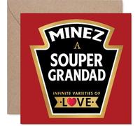 Grandad Birthday Card - Souper - Happy Birthday Card for Grandad from Grandson Granddaughter, 145mm Product Label Design Bday Greeting Cards