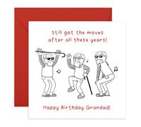 Grandad Birthday Card - Still Got The Moves - Gifts for Grandfather, Grandparents, Him, Men, Family, Retired, Seniors from Grandson or Grandaughter - Funny Dancing - Comes with Stickers
