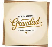 Grandad Birthday Card - To a Wonderful Grandad - 145mm x 145mm - Includes Kraft Envelope - Happy Birthday Greeting Card for Grandfather