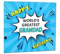 Grandad Birthday Card - World's Greatest - Comic Book Pop Art Style Birthday Card for Grandad