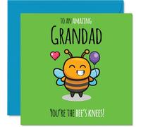 Grandad Birthday Card - Youre The Bees Knees! - Happy Birthday Card for Grandad from Grandson Granddaughter, 145mm cute bee Bday Greeting Cards