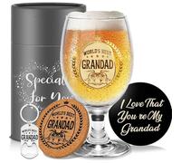 Grandad Birthday Gifts Personalised Grandfather Beer Glass Retirement Gifts for Men Fathers Day Gift for Grandad Best Grandpa Christmas Birthday Gift from Grandchildren Grandpa Beer Glasses Present
