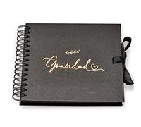 Grandad Black Scrapbook Photo album With Gold Script Leaf Design