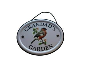 Grandad - British Birds Embossed Metal Personalised Name Garden Sign Decoration
