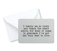Grandad Brushed Silver Metal Wallet Card Gift | Sentimental Keepsake, Thank The Stars Above Message, Really Am So Lucky Text