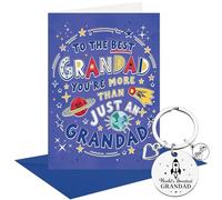 Grandad Fathers Day Card Gift, Fathers Day Card for Grandpa with Keyring, Envelope & Velvet Bag, Birthday Present for Grandad Grandfather from Grandchildren