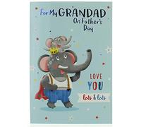 Grandad Father's Day Greetings Card - Elephants with Foil Writing 7.75x5.25"