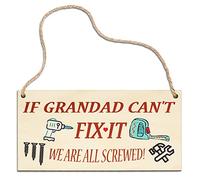 Grandad Gifts Funny Grandad Sign "Fix It" Xmas Presents from Grandchildren Birthday Gift for Grandad Tools for Men Garage Shed Wood Plaque Grandparents Dad Gift Sign Christmas Socks