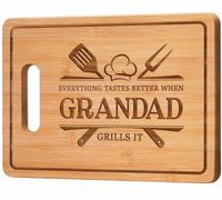 Grandad Gifts, Grandad Birthday Gifts Engraved Bamboo Chopping Board Kitchen, Present for Grandfather Granpa On Christmas Father’s Day, Barbecue Kitchen Gift from Grandchildren