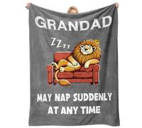 Grandad Gifts, Grandad Birthday Gifts, Lion Themed Blanket Grey 50" x 60"