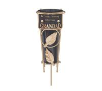 Grandad Graveside Memorial Vase Gold Leaf Design Loving Memory Cemetery Plaque