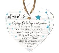 Grandad Happy Birthday in Heaven Memorial Plaque - Personalised Heart Plaque for Grandfather's Memory - Memorial Gift for Loss of Grandad - Bereavement Sympathy Keepsake (Grandad)
