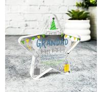 Grandad Happy Birthday Present Balloons Star Plaque Keepsake Gift - Small Gifts For Him For Her, Present, Acrylic Plaque, Unqiue Gift, Ornament, Décor, Plaque, trinket, Keepsake Gift
