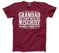 Grandad Here to Help You Get Into Mischief Men's T-Shirt - 6X-Large Maroon