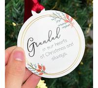 Grandad in our hearts at Christmas Bauble Christmas Tree Memorial Remembrance Decoration Gift