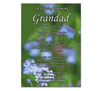 Grandad Memorial Card Funeral Graveside Forget Me Not Poem & Ground Stake F497