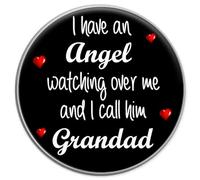 Grandad Memorial Pin Badge Angel Watching Over Me 25mm Metal Lapel Funeral Keepsake Gift R56