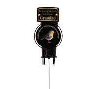 Grandad Metal Robin Spike Vase With Black Plastic Insert - Graveside Memorial Flower Holder Vase - Durable Metal Spike Grave Decoration Elegant Tribute for Loved Ones