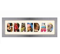 Grandad Photo Frame Letter Word Name Frame Single Mounted 1349A (Brushed Silver Finish Frame Cream Mount)