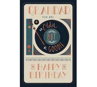 Grandad Record Birthday Card - Embossed Illustrated Gold Foil Design