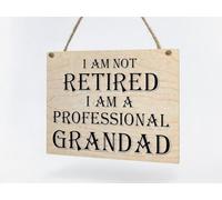 Grandad Retirement Fathers Day Gift, Professional Grandad Funny Present, 16cm x12cm Hanging Plaque Sign