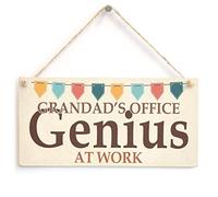 Grandad’s Office Genius at Work Sign, Pastel Bunting